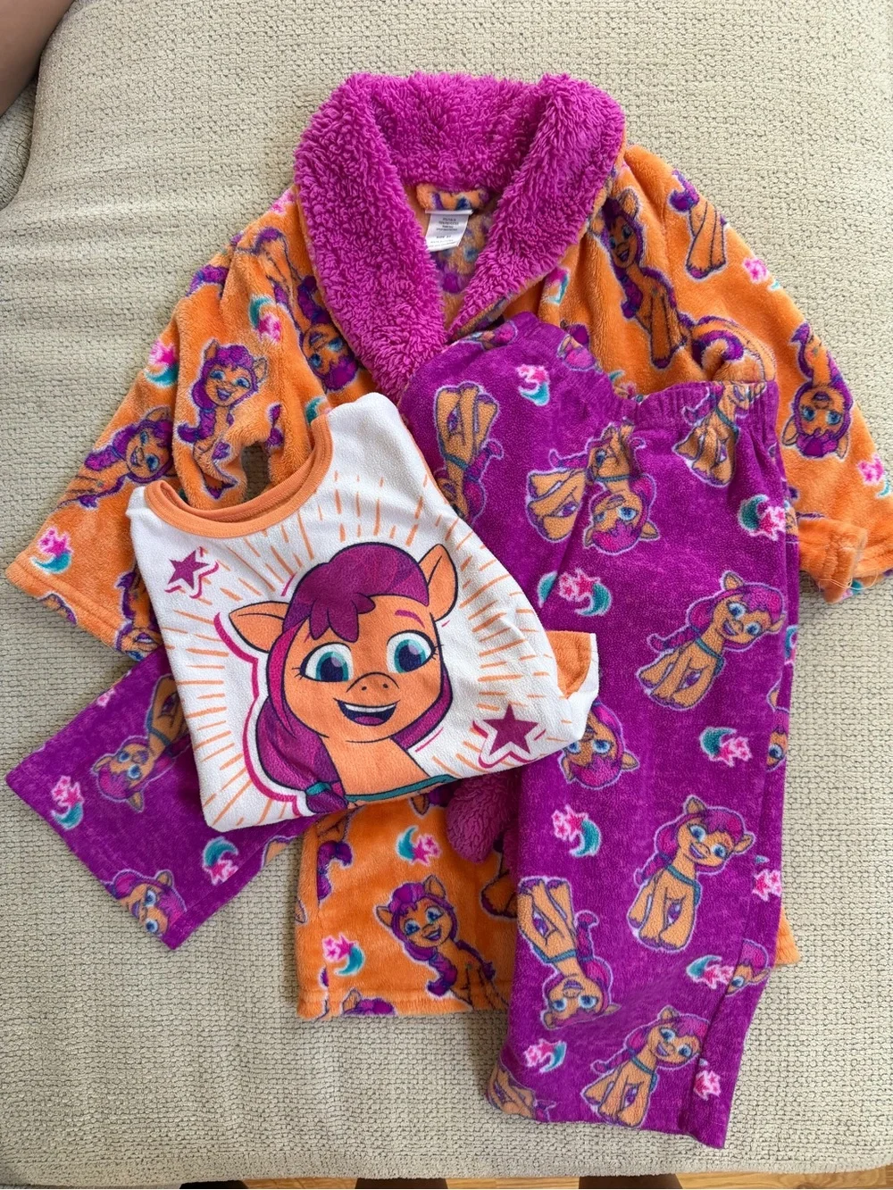 Girls' Purple & Orange Plush My Little Pony Pajama Set